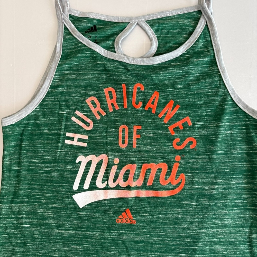 Adidas Miami Hurricanes Women's Green Sleeveless Tank Top Size S - Picture 3 of 9